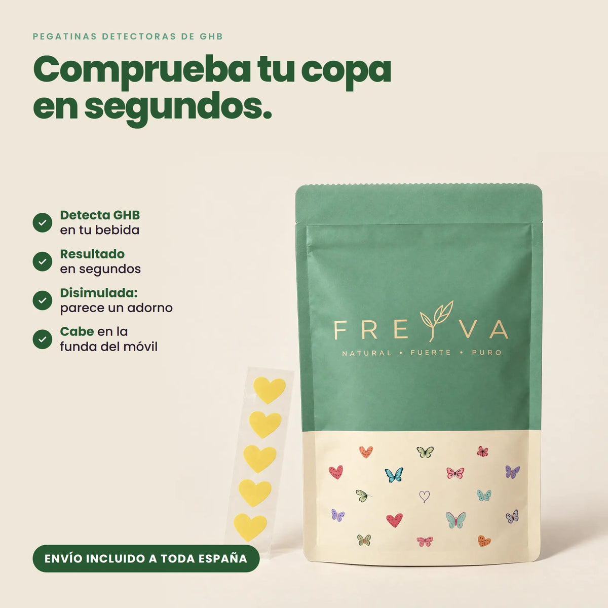Freyva Heart · Pegatinas detectoras de GHB para tu copa